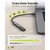 goobay Slim 4-Port USB-Hub, USB-C auf USB-A, USB 3.2 Gen1 grau