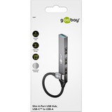goobay Slim 4-Port USB-Hub, USB-C auf USB-A, USB 3.2 Gen1 grau