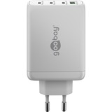 goobay USB-C PD Multiport-Schnellladegerät 100 Watt weiß, 1x USB-A QC, 3x USB-C PD, GaN-Technologie