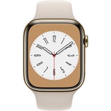 Apple Watch Series 8, Smartwatch gold, 45 mm, Sportarmband, Edelstahl-Gehäuse, LTE