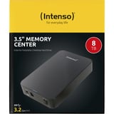 Intenso Memory Center 3,5" USB 3.0 8 TB, Externe Festplatte schwarz, USB-B 3.2 Gen 1 (5 Gbit/s)