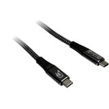Inter-Tech USB 3.2 Gen2x2 Kabel, USB-C Stecker > USB-C Stecker schwarz, 1,5 Meter, PD 3.1, Laden mit bis zu 240 Watt, gesleevt