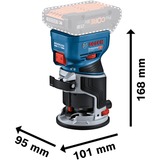 Bosch Akku-Kantenfräse GKF 18V-8 Professional solo + Taucheinheit, Oberfräse blau/schwarz, ohne Akku und Ladegerät, in L-BOXX