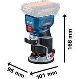 Bosch Professional Akku-Kantenfräse GKF 18V-8 Professional solo + Taucheinheit, Oberfräse blau/schwarz, ohne Akku und Ladegerät, in L-BOXX