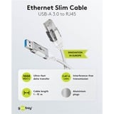 goobay Ethernet-Adapterkabel USB-A 3.2 Gen1 > RJ-45, Slim weiß, 10 Meter