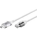 goobay Ethernet-Adapterkabel USB-C 3.2 Gen2 > RJ-45, Slim weiß, 15 Meter