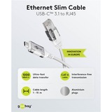 goobay Ethernet-Adapterkabel USB-C 3.2 Gen2 > RJ-45, Slim weiß, 15 Meter