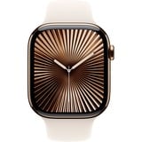 Apple Watch Series 10, Smartwatch gold, Titangehäuse, 46 mm, Sportarmband Polarstern S/M, Cellular