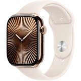 Apple Watch Series 10, Smartwatch gold, Titangehäuse, 46 mm, Sportarmband Polarstern S/M, Cellular