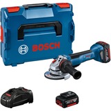 Bosch Akku-Winkelschleifer GWS 18V-10 P Professional, Ø 125mm blau/schwarz, 2x Li-Ionen Akku 5,0Ah, in L-BOXX