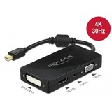 DeLOCK Adapter Mini DisplayPort > VGA + HDMI + DVI + 3,5mm Klinkenbuchse schwarz, passiver Konverter