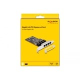 DeLOCK PCIe x4 auf 4 x RJ45 Gbit, LAN-Adapter Realtek RTL8111H