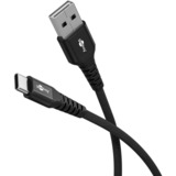 goobay Supersoftes USB 2.0 Textilkabel, USB-A Stecker > USB-C Stecker schwarz, 2 Meter