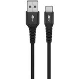 goobay Supersoftes USB 2.0 Textilkabel, USB-A Stecker > USB-C Stecker schwarz, 2 Meter