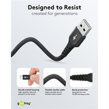 goobay Supersoftes USB 2.0 Textilkabel, USB-A Stecker > USB-C Stecker schwarz, 2 Meter