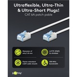 goobay Ultraflexibles Cat.6a Patchkabel slim, U/FTP weiß, 10 Meter, extrakurze Stecker