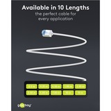 goobay Ultraflexibles Cat.6a Patchkabel slim, U/FTP weiß, 10 Meter, extrakurze Stecker