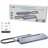 i-tec USB-C Metal Ergonomic Triple 4K Docking Station, Dockingstation HDMI, DP, USB-C, PD