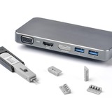 SMARTKEEPER ESSENTIAL DisplayPort Lock (DL04) + Lock Key Mini (U04), Einsteckschloss Farbcode Grau, 4 Stück + 1 Schlüssel