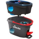 Vileda H2PrO Spin Mop Set, Bodenwischer schwarz/rot, mit Zweitanksystem und Teleskopstiel