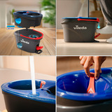 Vileda H2PrO Spin Mop Set, Bodenwischer schwarz/rot, mit Zweitanksystem und Teleskopstiel