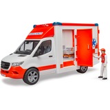 bruder MB Sprinter Ambulanz mit Fahrer, Modellfahrzeug rot/weiß