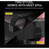 Corsair 90°-12V-2x6-GPU Stromkabel (Stil A) schwarz, 65cm, Sense Pins unter dem 12-poligen Anschluss