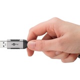 goobay Ethernet-Kabel USB-A 3.2 Gen1 Stecker > RJ-45 Stecker, LAN-Adapter schwarz/silber, 5 Meter