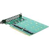 DeLOCK PCIe 5.0 x16 Karte > 4x int. M.2 NVMe + Kühlkörper, Schnittstellenkarte 