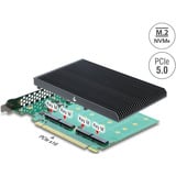 DeLOCK PCIe 5.0 x16 Karte > 4x int. M.2 NVMe + Kühlkörper, Schnittstellenkarte 