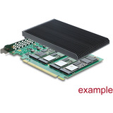 DeLOCK PCIe 5.0 x16 Karte > 4x int. M.2 NVMe + Kühlkörper, Schnittstellenkarte 