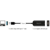 DeLOCK USB Typ-A Adapter zu 2,5 Gigabit, LAN-Adapter schwarz