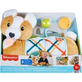 Fisher-Price 3-in-1 Hündchen Spielkissen für Bauchlage mit 3 Spielzeugen, Kuscheltier 