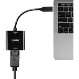 Lindy USB Konverter, USB-C Stecker > DisplayPort Buchse schwarz, 21cm, 4K 144Hz
