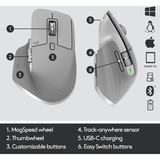 Logitech MX Master 3, Maus grau, 7 Tasten, 2,4 GHz, Bluetooth, kompatibel mit PC/Mac/iPadOS