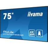 iiyama ProLite LH7575UHS-B1AG, Public Display schwarz (matt), UltraHD/4K, IPS, Lautsprecher, SDM-Slot