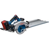 Bosch Professional Akku-Handkreissäge GKS 18V-57-2 GX Professional solo + FSN 440 X blau/schwarz, ohne Akku und Ladegerät, mit Führungsschiene für Querschnitte