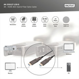 Digitus HDMI / Micro HDMI AOC Hybrid Glasfaserkabel, UHD 4K schwarz, 15 Meter, abnehmbare Stecker