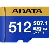 ADATA Premier Extreme microSDXC 512 GB, Speicherkarte blau/gelb, SD Express, UHS-I U3, Class 10, V30, Nintendo Switch 2 Ready