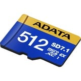 ADATA Premier Extreme microSDXC 512 GB, Speicherkarte blau/gelb, SD Express, UHS-I U3, Class 10, V30, Nintendo Switch 2 Ready