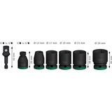 Bosch Professional PRO Impact Steckschlüsseleinsatz-Set 1/2", 7-teilig schwarz, Standard