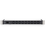 Digitus 19" Steckdosenleiste mit Aluminiumprofil, 9-fach C13, 1HE schwarz/aluminium, Leitungsschutzschalter 10 A, IEC C14-Eingang