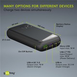 goobay Schnelllade-Powerbank 20.000 mAh schwarz, PD, Quick Charge 3.0, Super Charge