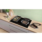 Bosch Pro Induction Flex Pfannen-Set HEZ9FF040, 4-teilig edelstahl/schwarz, 1x groß, 1x medium, 2x klein mit Glasdeckel