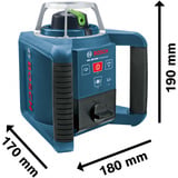 Bosch Professional Rotationslaser GRL 300 HVG Professional, mit Halterung blau/schwarz, grüne Laserlinie, mit Laser-Empfänger LR 1, VARTA Ladegerät + Akkus, in L-BOXX