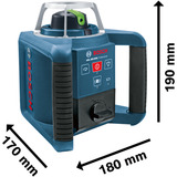 Bosch Rotationslaser GRL 300 HVG Professional, mit Halterung blau/schwarz, grüne Laserlinie, mit Laser-Empfänger LR 1, VARTA Ladegerät + Akkus, in L-BOXX