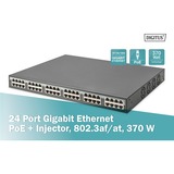 Digitus 24-Port/Ethernet/PoE+ injektor/370W, Switch schwarz, 370W PoE Budget