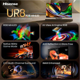 Hisense 85UR8DS RGB MiniLED, LED-Fernseher 215 cm (85 Zoll), schwarz/dunkelgrau, UltraHD/4K, Hi-View AI Engine RGB, 180Hz Panel