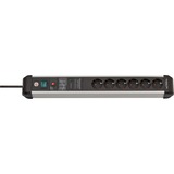 Brennenstuhl Premium-Protect-Line 6-fach, Steckdosenleiste schwarz/silber, 60.000 A Überspannungsschutz, 3 Meter