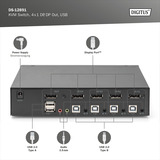 Digitus KVM Switch DispalyPort 4x1, KVM-Switch schwarz
